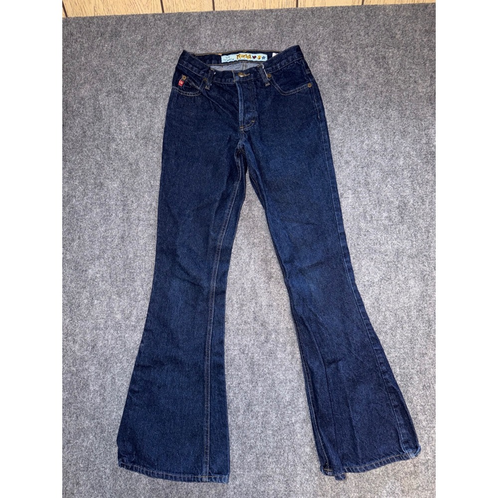Vintage Mudd Jeans Dark Wash Flare Leg Button Fly Denim Y2K Size 1 low rise